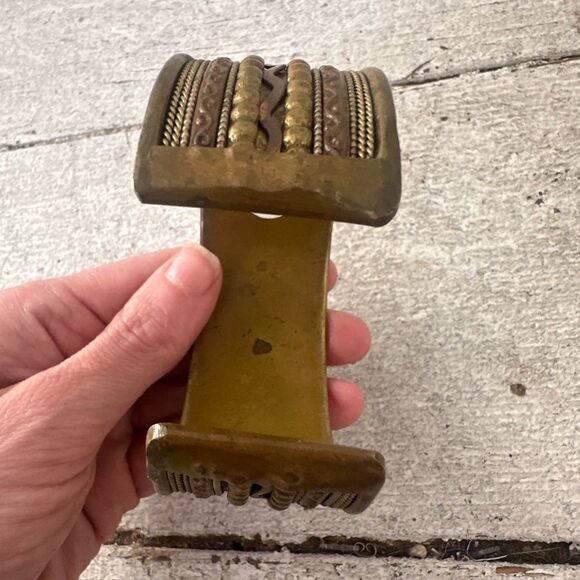 Vintage 70s Mix Metal Modernist Cuff Bracelet - Picture 6 of 8